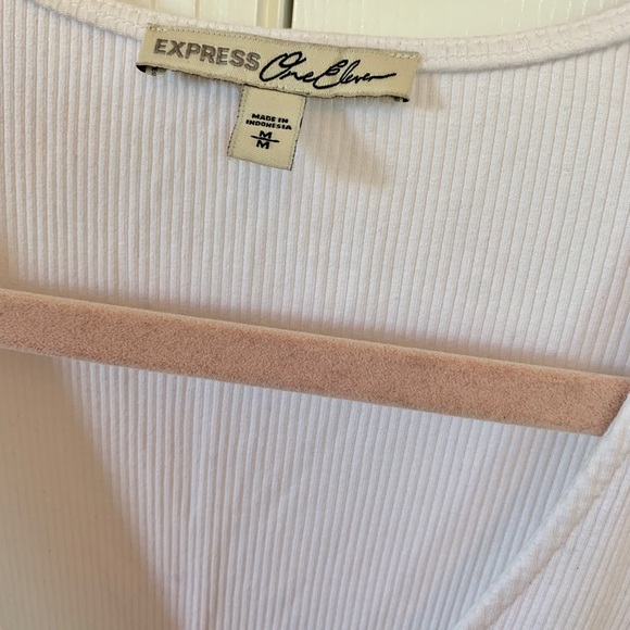 Express White Ribbed Wrap Top - Picture 2 of 2